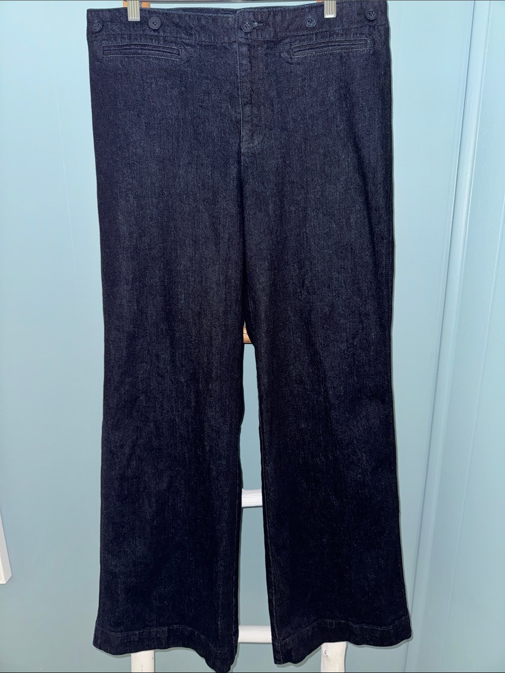 Lauren Ralph Lauren Women’s Dark Blue Sailor Style Wide-Leg Jeans ~ 10